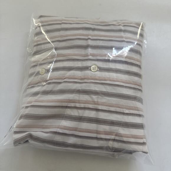 Vintage Faconnable Striped Shirt Cotton Button Up Collared Long Sleeve Medium - Picture 9 of 9